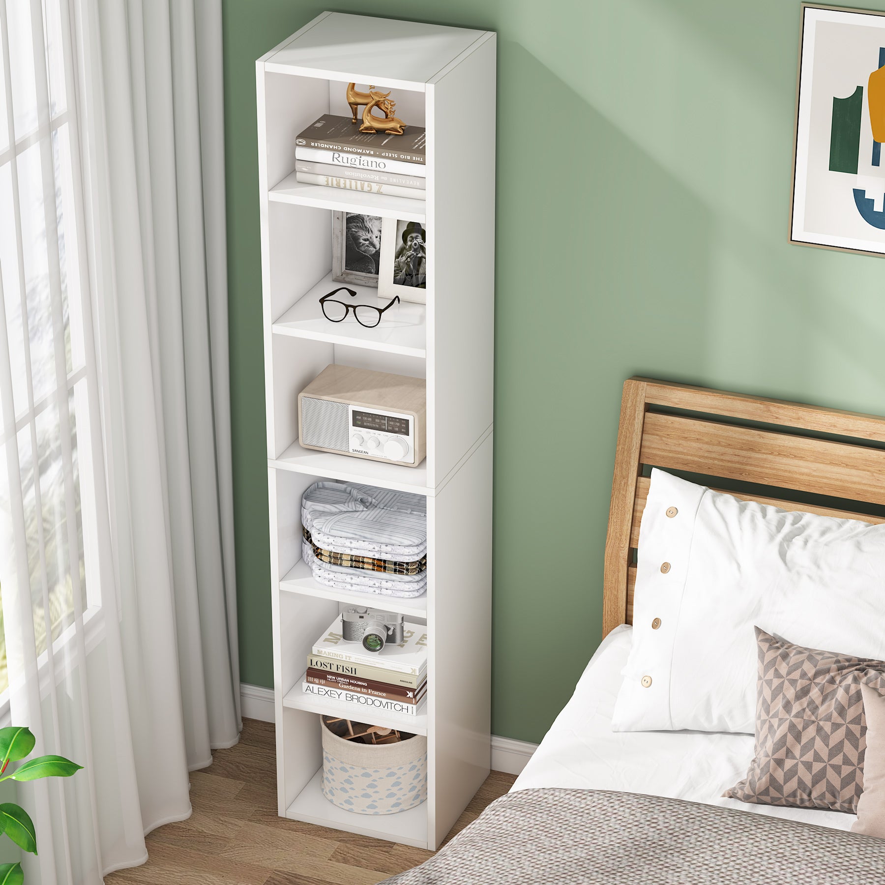 6-Tier Bookcase 70.9" Cube Display Shelves